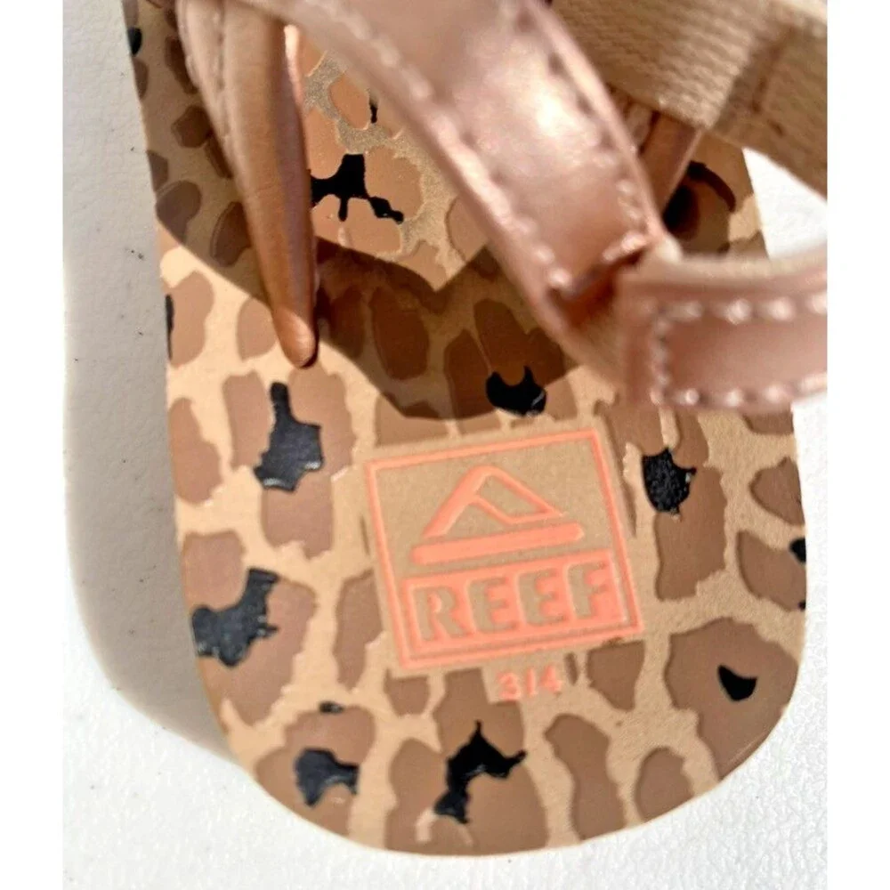 REEF Little Ahi Baby Girls Beach Pool Flip Flop Sandals w/ Strap Toddler Sz 3/4